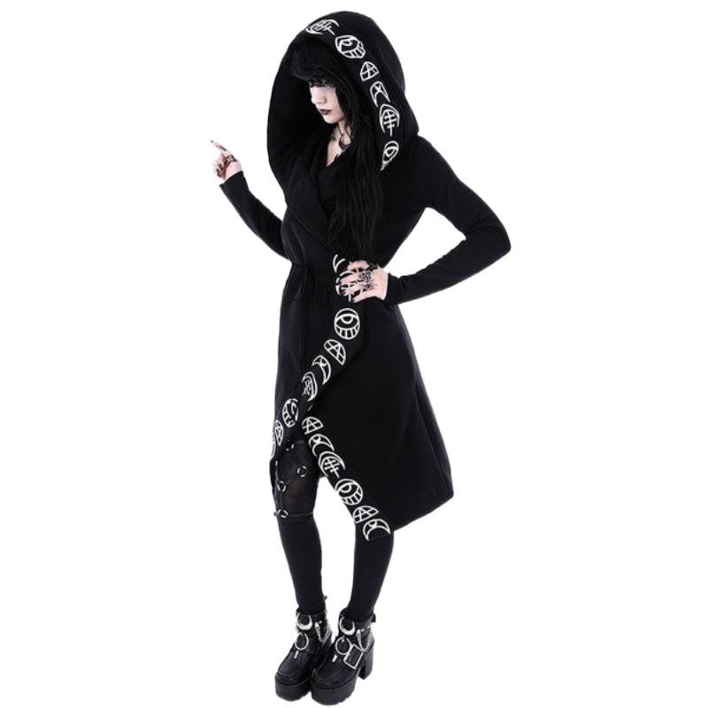 2024 Hot Selling Women's Punk Moon Print Long Sleeve Cardigan Hoodie