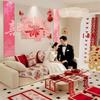 Double Happiness Wedding Wall Sticker - Bedroom & Sofa Background Decoration for New Couples