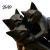 Modern Cat Decor 3D Printed Black Figurine, Three Hugging Geometric Statue, Animal Shape Sculpture for Home Office Bookshelf Durable Ornament