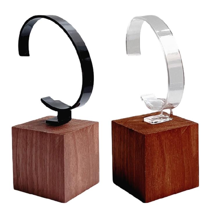 Sophisticated Watch Display Rack C Shape Timepiece Holder with Wood Base Watches Showcase Stand Jewelry Organizer