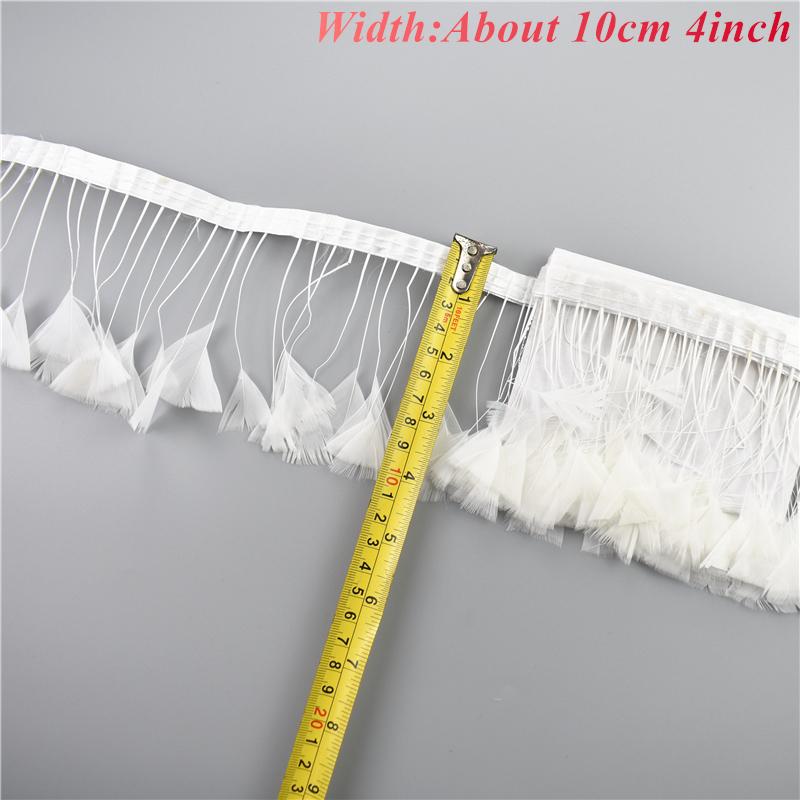 1Meters White Black Pheasant Feathers for Clothes Ribbon on Tape Rooster Goose Turkey Marabou Ostrich Fringe Trim Sewing Decor