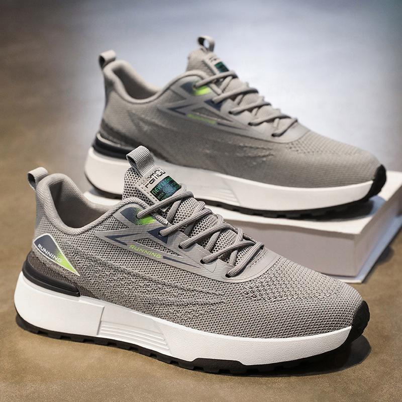 

Мужские новые универсальные повседневные туфли с толстой подошвой, в цветовой гамме, на шнуровке, с круглым носком, из тканого материала, литье под давлением, спортивные мужские туфли с легким верхом 44