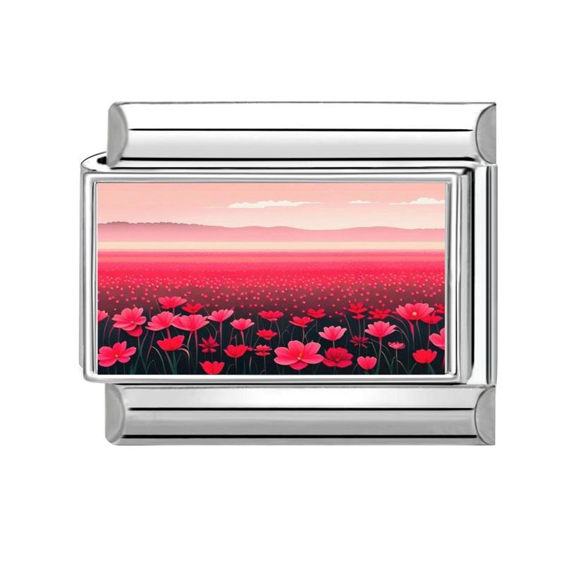 Unique Y2K Pink Girls' Eye Tulip Flowers Moon Cat Cherry Italian Charm Link Fit 9mm Stainless Steel Bracelet DIY Making Jewelry