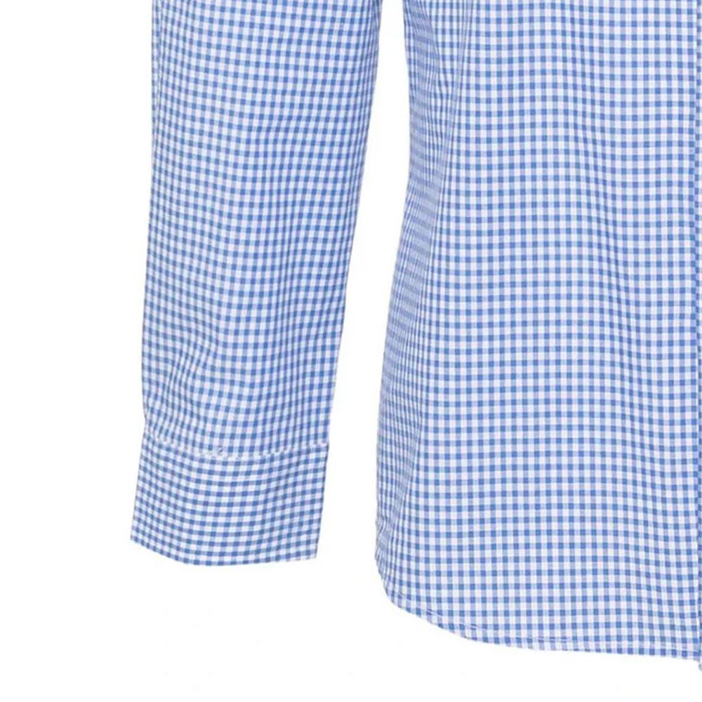 Polo Ralph Lauren Check Print Logo Polo Shirt Men Shirts Blue 710928254-004