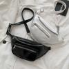 PU Leather PU Chest Bag Solid Color Crossbody Waist Pack Portable Women Chest Crossbody Bag  Sport