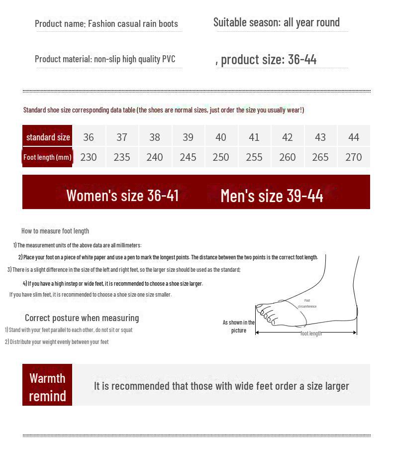 Korean Style Women's Low-Top Rain Boots – Fashionable Four-Season, Water-Resistant, Shallow Mouth Design