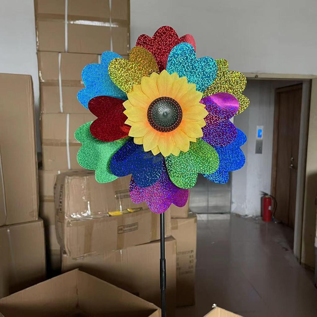 Children's Smiley Face Sunflower Pinwheel with Cartoon Design