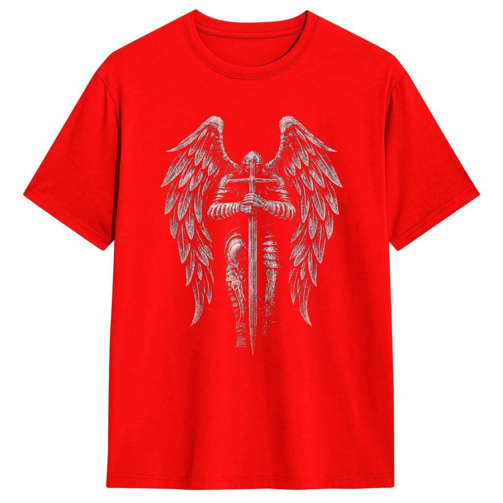 St Michael Archangel Religious Orthodox T Shirt Male Vintage T Shirts Beach O Neck Harajuku Tee Shirt Custom Logo Big Size Tops