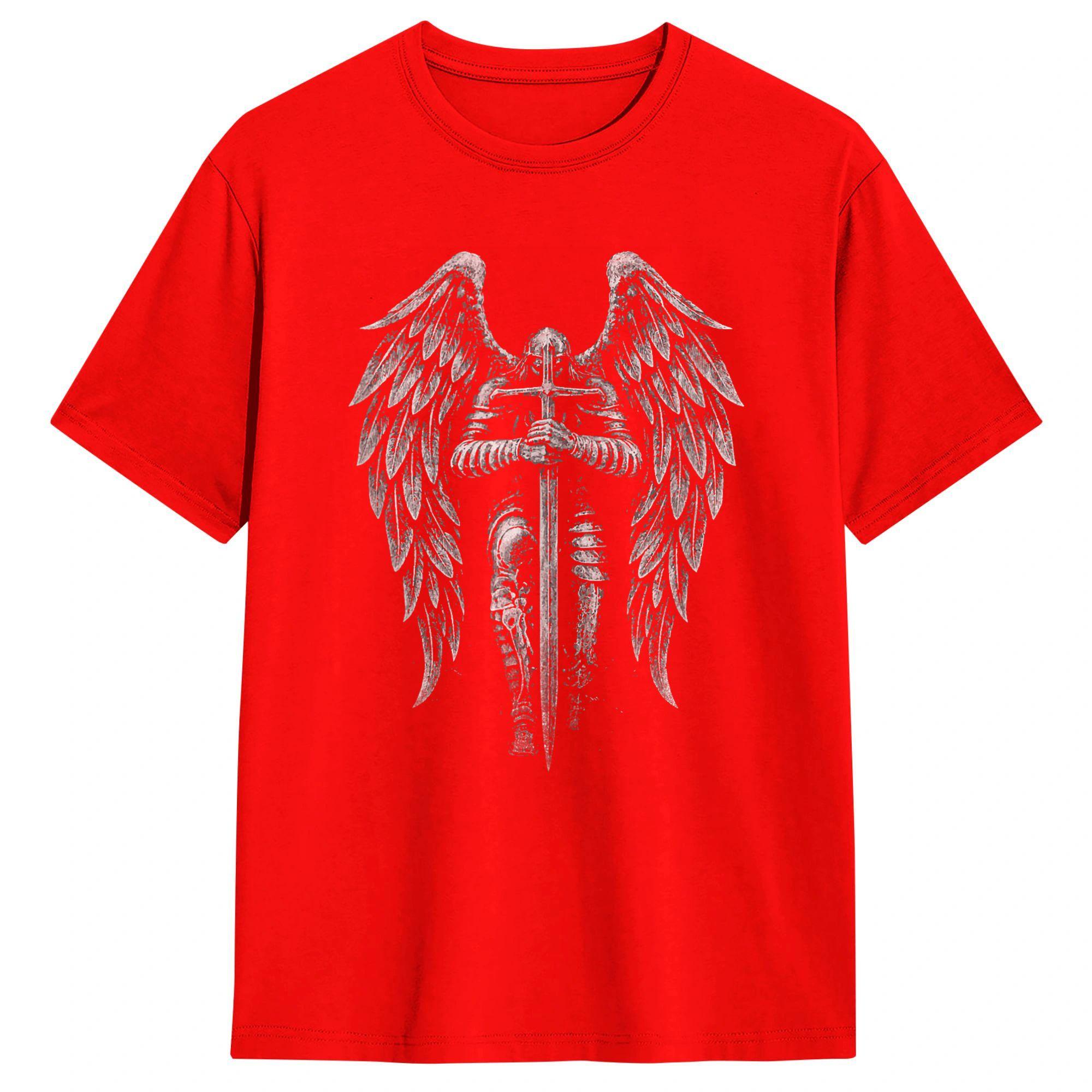 St Michael Archangel Religious Orthodox T Shirt Male Vintage T Shirts Beach O Neck Harajuku Tee Shirt Custom Logo Big Size Tops S