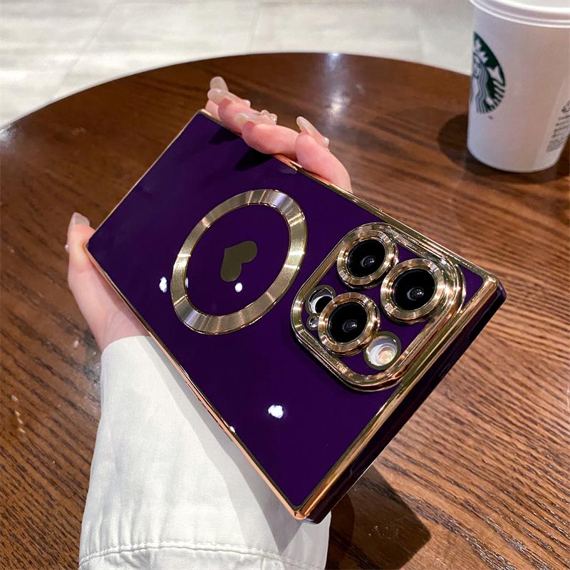 

Роскошный гальванизированный чехол Magsafe love Heart для iPhone 16 Pro Max 15 14 13 12 11 Plus с магнитной беспроводной зарядкой, противоударный чехол 16 pro max