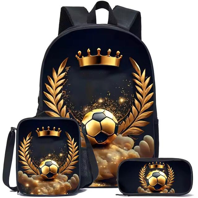 3pcs/set Soccer Backpack Bag Cartoon Football Pattern School Bags Boys Student Large Capacity Children Backpack Mochila Feminina