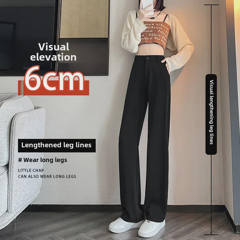 Pantaloni negri cu talie înaltă și picior larg pentru femei, primăvara/toamna 2024