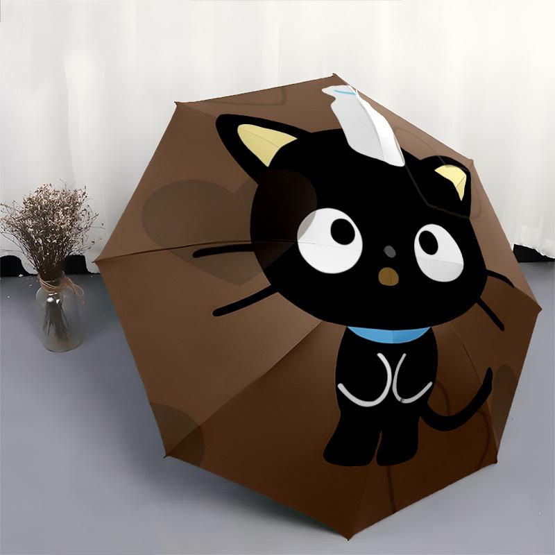 1pc Automatic Opening/Closing Umbrella with Cute Cat Print - Portable Folding Design, 8-Bone Iron Frame, Outdoor, Ideal Gift for Fans, Travelers, Dail