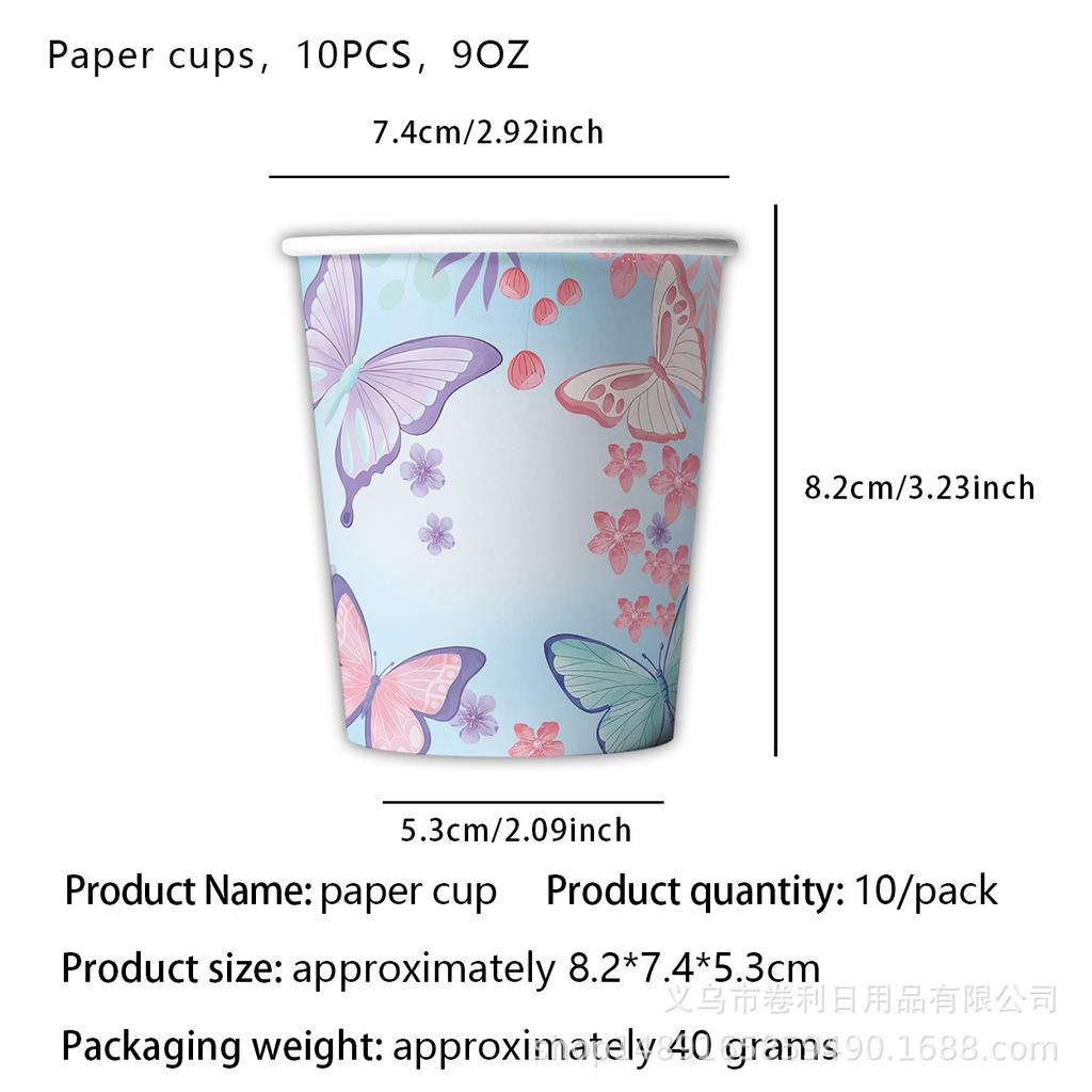Custom Butterfly Theme Party Blue Butterfly Party Decoration Arrangement Props Banner Pulling Flag Paper Plate Paper Towel Paper Cup