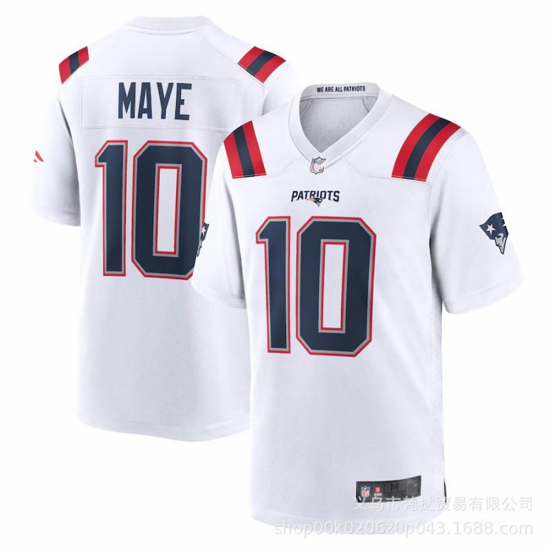 גופיית פוטבול NFL פטריוטס לגברים טום בריי 12 דרייק מיי 10 חולצת ספורט קבוצתית רקומה שרוול קצר