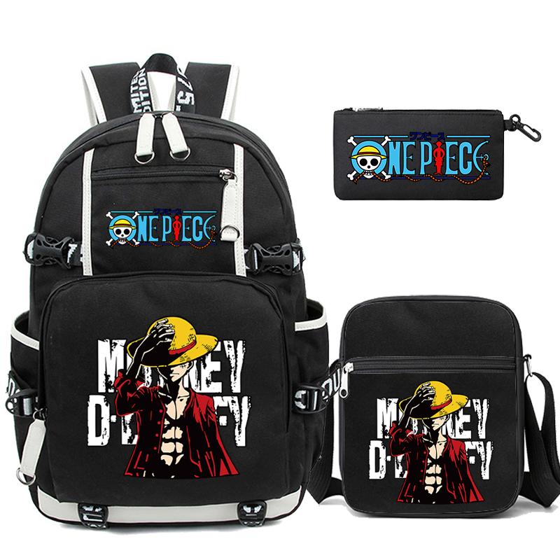 3Pcs/set Anime One Piece Washable Backpack for Teenager Girl Boy Computer Knapsack Back To School Lightweight Book Bag Men Women Travel Bag Rucksack