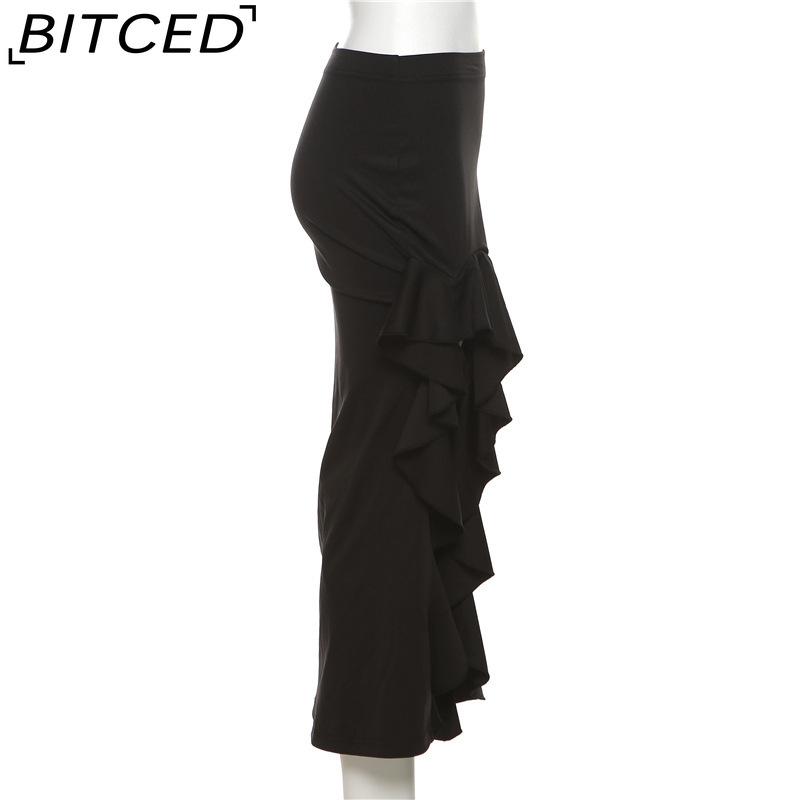 BITCED Summer Women's Solid-Color Slim-Fit Streetwear High-Waisted Bodycon Split Skirt