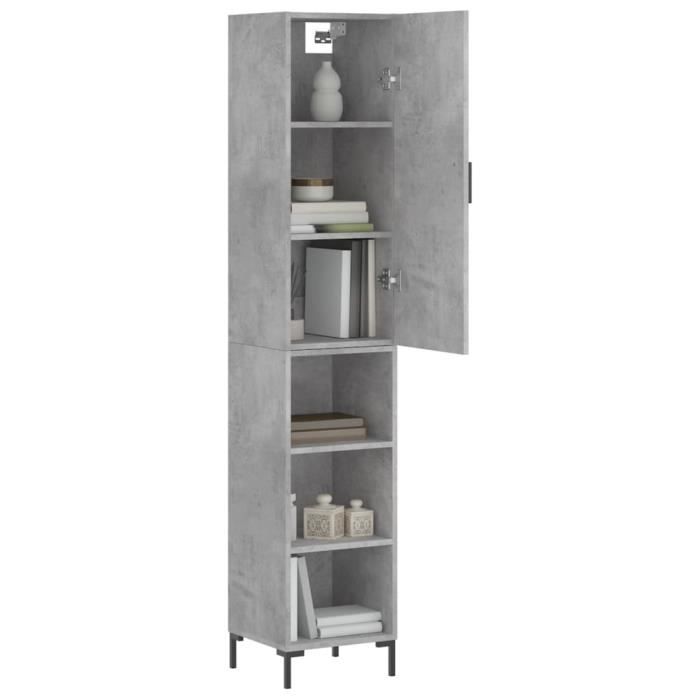 VidaXL Buffet haut Gris béton 34,5x34x180 cm Bois d'ingénierie 3198981