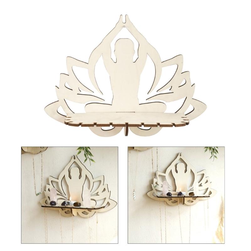 Elegant Carve Wood Human Figure Candle Sconce Display Shelf Wall Mounted Shelf Unique Shelf for Modern Interiors