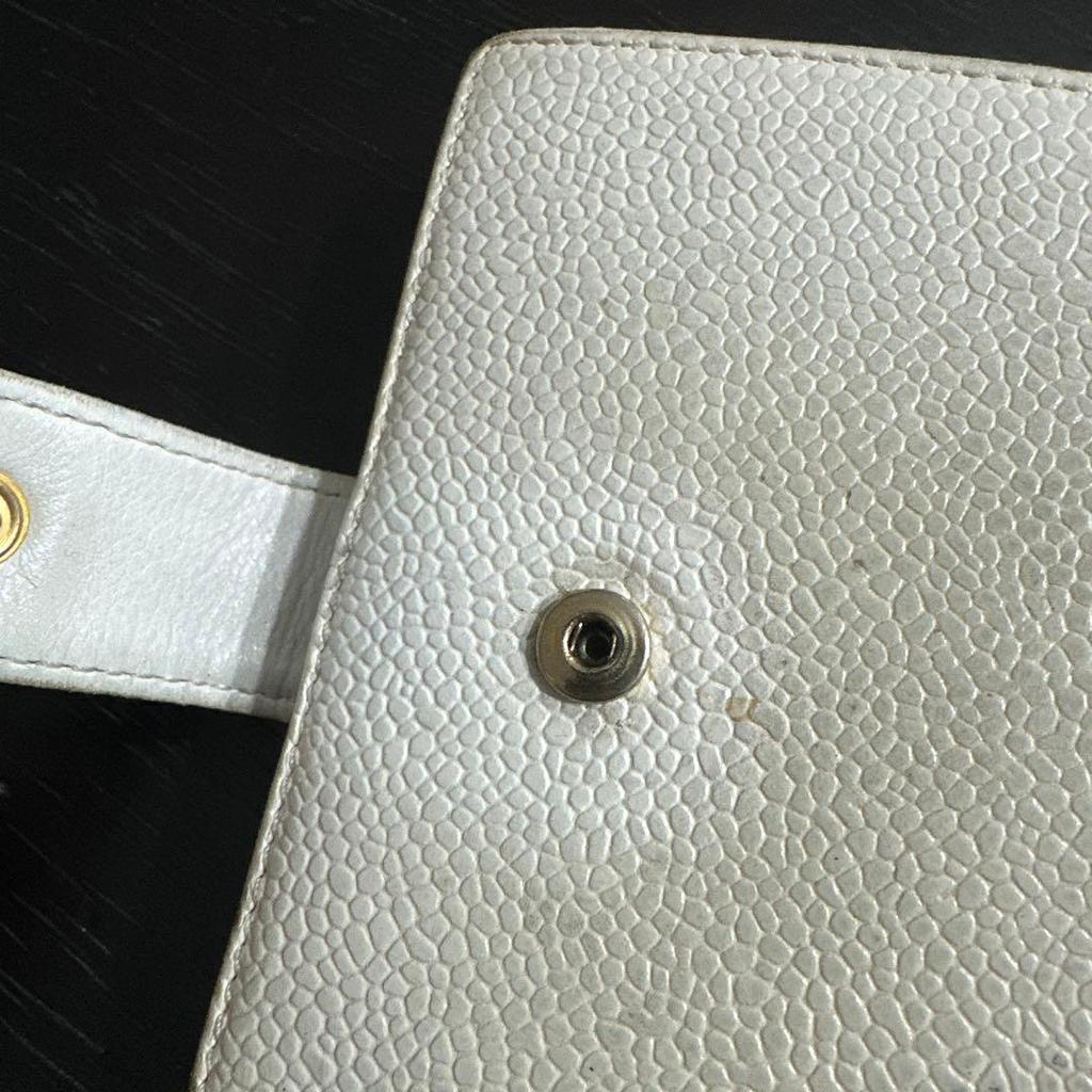 Used CHANEL CC mark bi-fold wallet white