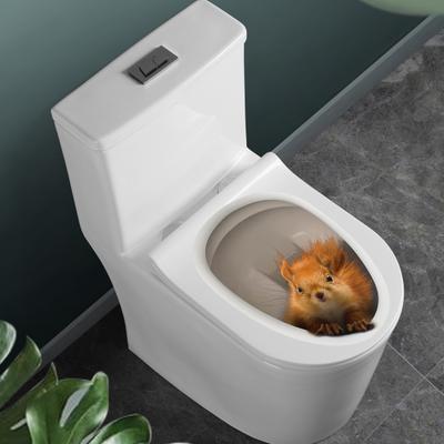 Etiqueta de la tapa del inodoro fuerte adherencia PVC impermeable extraíble divertido 3D ardilla Animal etiqueta de la pared