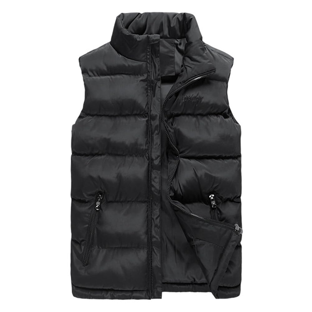 

YFFUSHI Sleeveless Thermal Casual Jacket for Lightweight and Available in Plus Sizes Men s Vest, Outdoors, Warm, Stand-Up Collar, чёрный