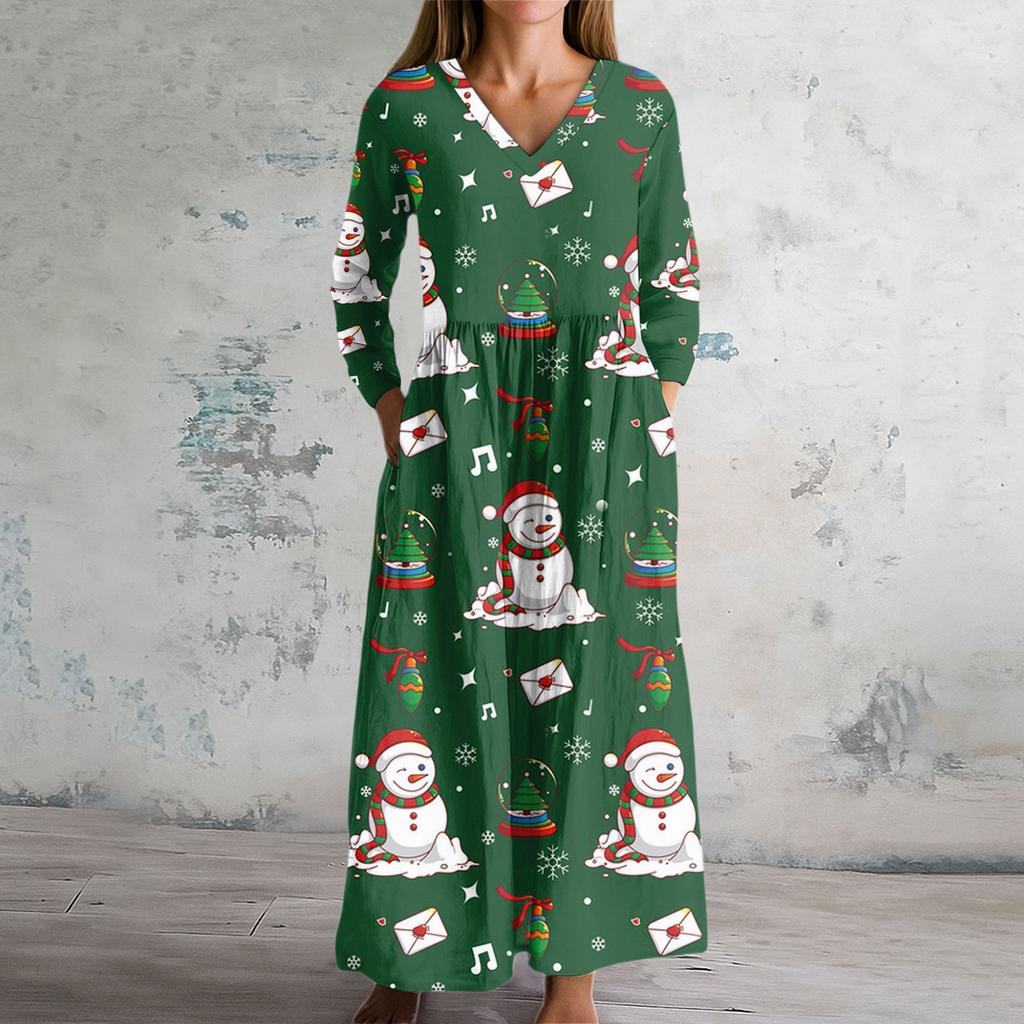 Women's Fashion Dress Spring V-neck Long Sleeve Dress