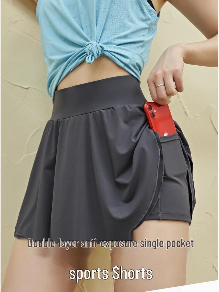 Damen Schnelltrocknender Tennisrock mit Hohem Bund - Anti-Expositions-Schutz, Ideal zum Laufen, für Fitness und Yoga.