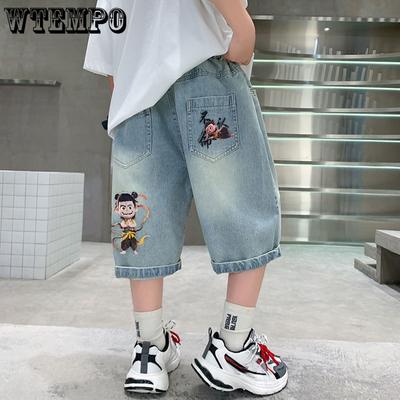 Letnie spodenki chłopięce Męskie modne spodnie jeansowe Five Quarter Letnie spodenki chłopięce