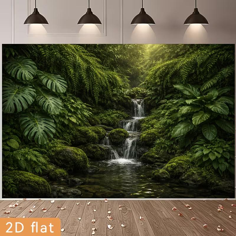 2D Jungle Stream Backdrop for Nature, Bohemian and Tropical Themed Photography
