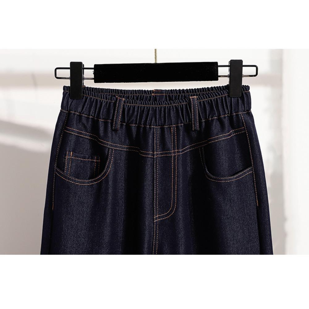 DIMANAF 2025 Autumn Denim Plus Size Women Jeans Pants Elastic Basic Blue High Waist Trousers Oversize New Pants 5XL