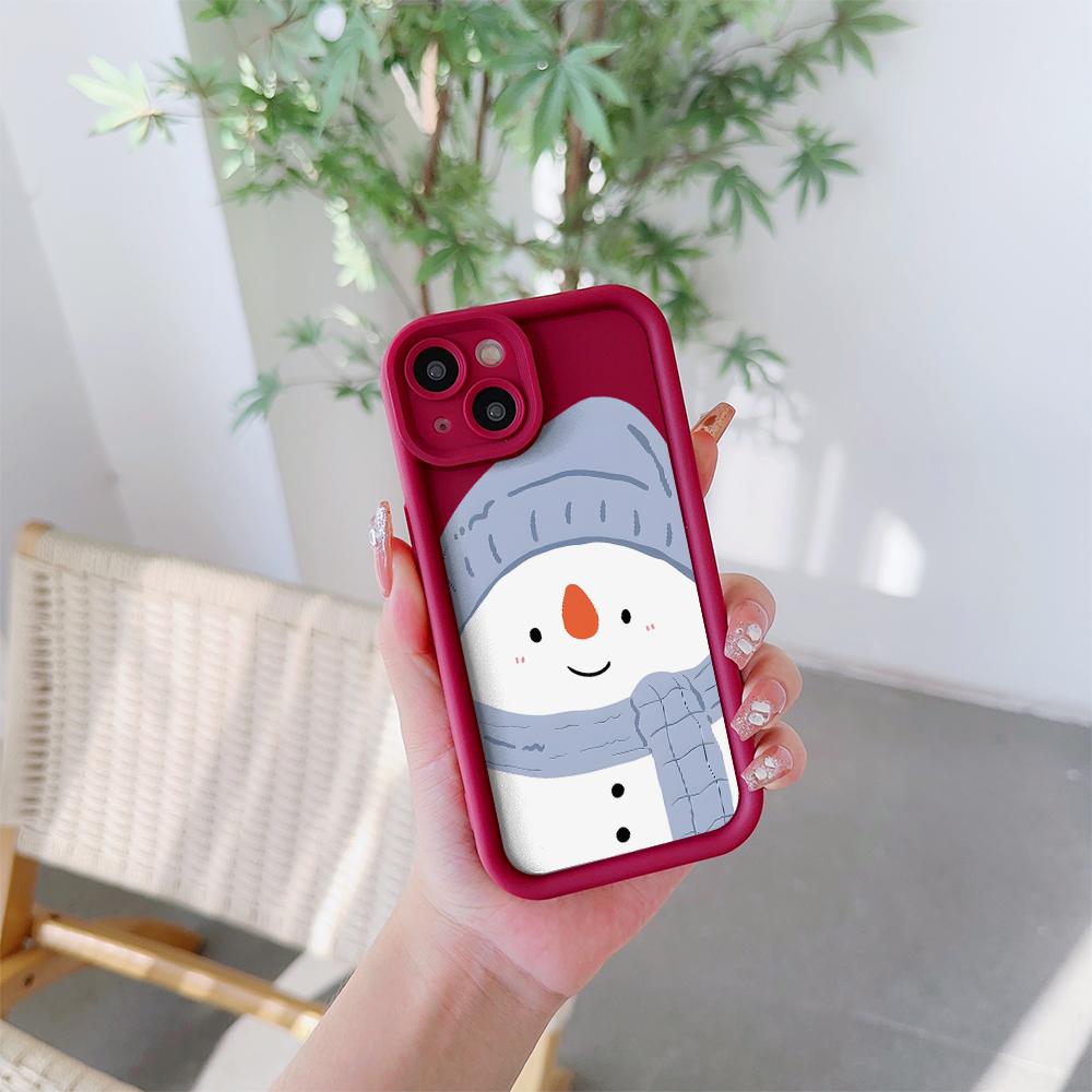 Cute Snowman Pattern Soft TPU Phone Case for iPhone 17 Air 16 15 14 Pro Max Plus 13 12 Mini 8 7 X Xs Back Cover