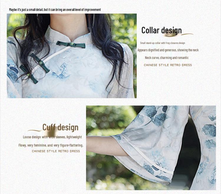 2025 Modern Chinese Big Sleeve Qipao: Elegant Retro-Inspired Daily Wear for Young Women