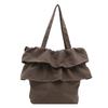 2025 Korean Ruffle Bag: Women's Large Capacity White Shoulder Bag
