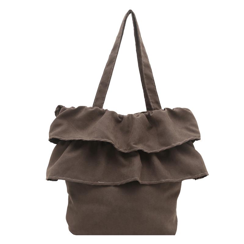 2025 Korean Ruffle Bag: Women's Large Capacity White Shoulder Bag