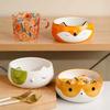 Hand Painted Fox Cat Dog Bowls Cute Animal Bowl for Salad Fruit Noodle Rice Soup Creative Underglaze Ceramic Children Tableware