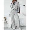 Large Casual Design Sweatshirt Wide Leg Pants Two-piece Set for Women's Clothing
