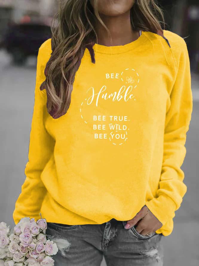 Women's Printed Letter Pattern Round Neck Hoodie