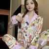 Cartoon Animal Graffiti Spring And Summer Ice Silk Pajamas Women'S Long-Sleeved Niche Style Loungewear Suit Can Be Worn Outside