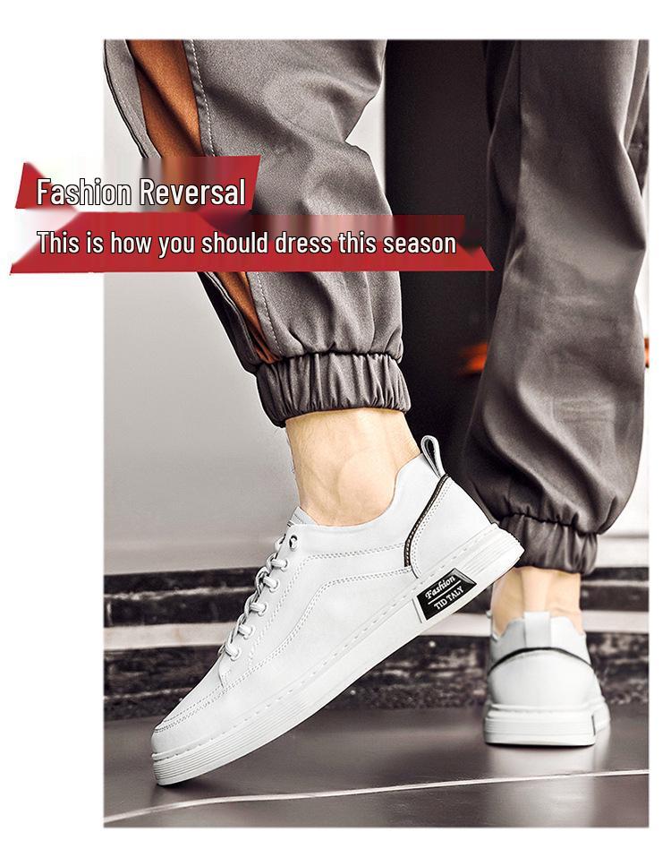 Men's No-Tie White Casual Sports Shoes - Autumn Soft Sole Fashion Sneakers