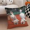 Anime R-Raving Rabbids Pillow Case Anti-Dustmite Pillowcase Invisible Zipper Silky Short Plush Sofa Cushion Cover