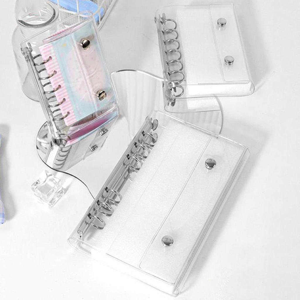 A6 A7 Şeffaf 6 Halkalı Klasör Kapağı Şeffaf PVC Not Defteri Kapanışlı Klasör Kapağı Halkalı Planlayıcı Sayfaları için Yaprak Dosya