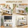 Modern Console Table with 3 Drawers and Open Storage Shelf, Entryway Table Narrow Long Sofa Table Hallway Foyer Table Behind Couch Table, White