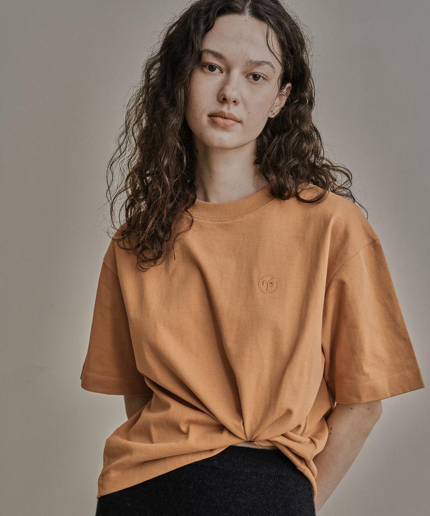 Kkeulle Oversized Logo Embroidered T-Shirt_Orange
