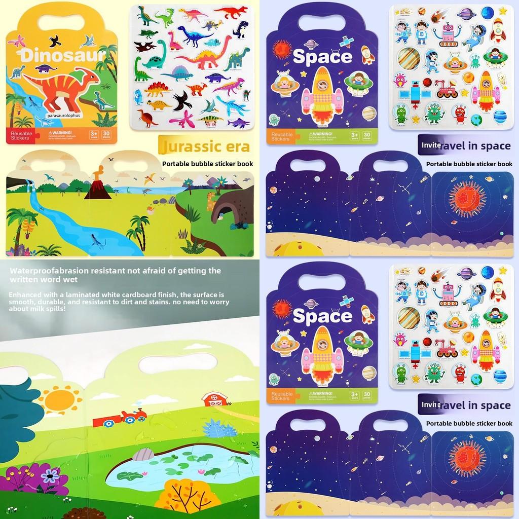 Kinder-Stickerbuch mit wiederverwendbarem Papier und Blasenstickern für frühes Lernen und Gehirnentwicklung