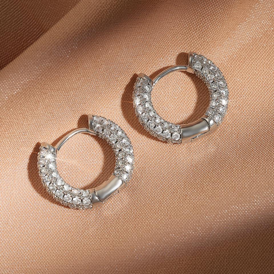 ZAKOL New Unique Design Turquoise Zircon Hoop Earrings for Women Brilliant Cubic Zirconia Luxury Party Zircon