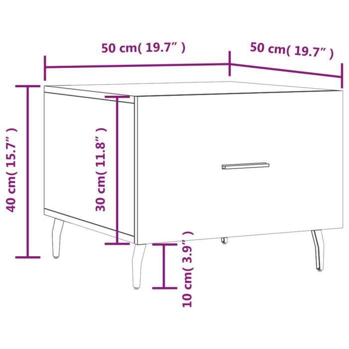 VidaXL Table basse Sonoma gris 50x50x40 cm Bois d'ingénierie 829440