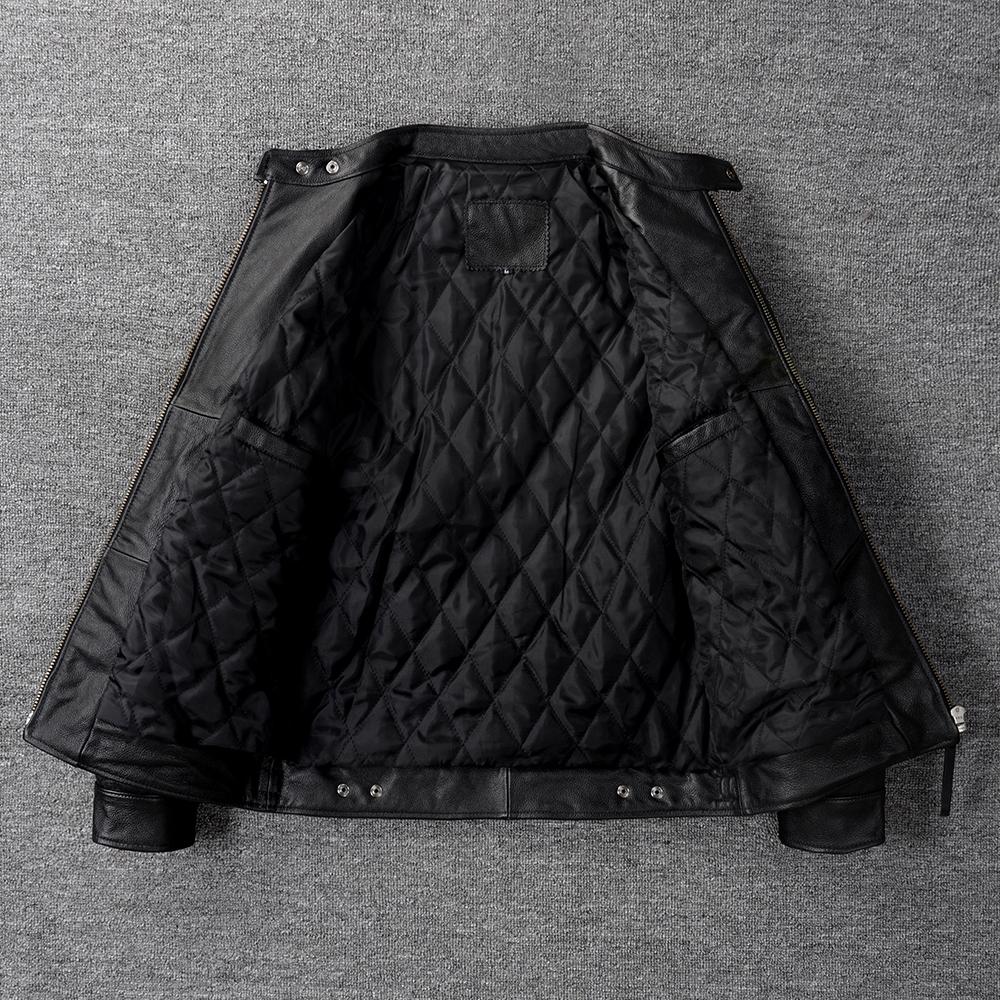 Vintage Red Brown Genuine Cow Men's Leather Jacket Slim Short Cowhide Coat Man Skin Clothes Spring Autumn