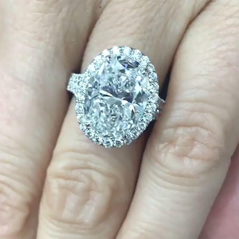 New Luxury Big Oval Cubic Zirconia Crystal Rings Women Wedding Accessories High-quality Silver Engagement Bands Jewelry