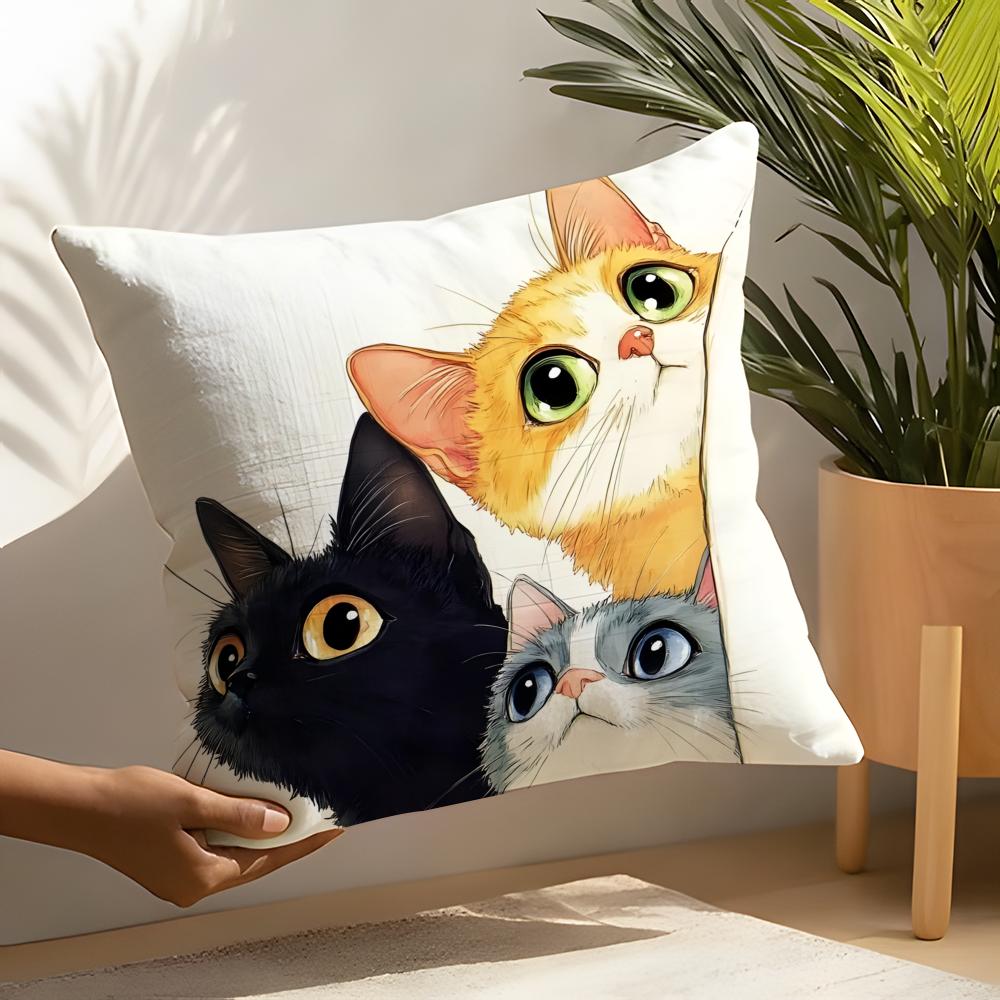 Cute Cartoon Plush Cat Pillow Case Linen Cushion Covers For Decorative Sofa Home Pillows Case Car Chair Pillows Cases